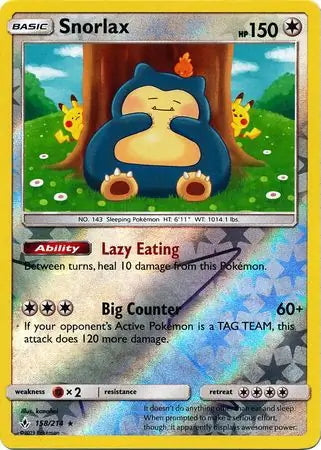 Unbroken Bonds Snorlax #158/214 reverse holo